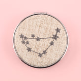 Charming Constellation Series Fabric Princess Cosmetic Mirror, HD Environmentally Friendly Glass Lens with Plating Silver Plastic Frame, 70*70mm Size, Multiple Colors Available, Perfectly Showing Your Unique Charm